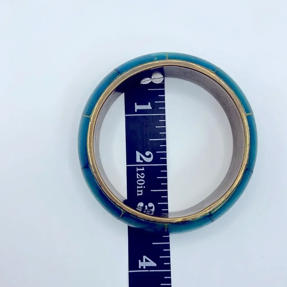 Vintage Nordstrom brass Blue Bangle Bracelet